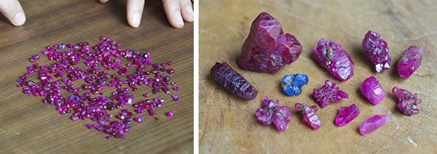 rough ruby and sapphire crystals from the Luc Yen market — credit: Vincent Pardieu / GIA