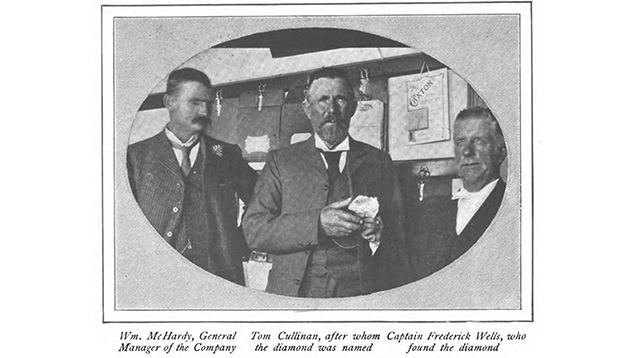 The individuals involved with the discovery of the Cullinan diamond in 1905. Taken from the American Magazine, (Vol. 63, No. 4, pp. 424-429, 1907).
