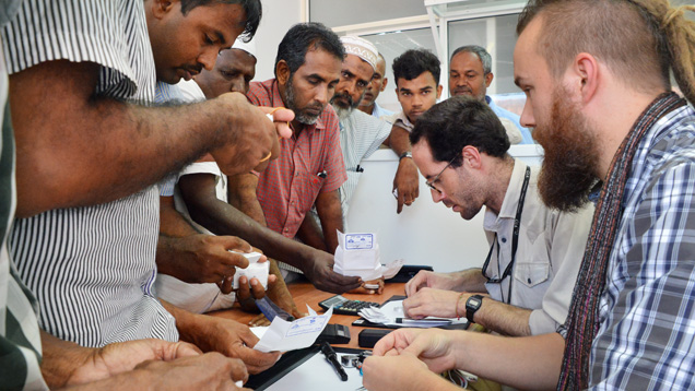 Field gemologist inspects sapphires in Sri Lanka Field gemologist inspects sapphires in Sri Lanka