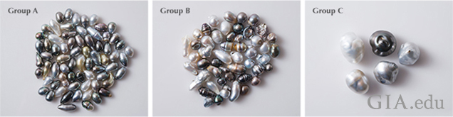 Three groups of pearls Three groups of pearls
