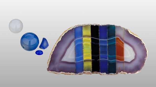 Natural and dyed chalcedony