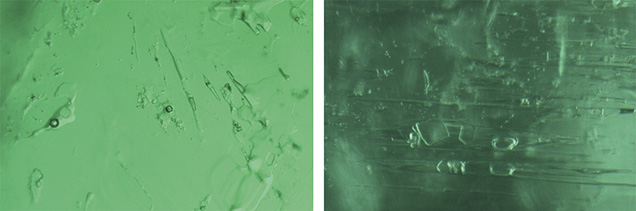 Irregular and needle-shaped multiphase inclusions in Davdar emerald Irregular and needle-shaped multiphase inclusions in Davdar emerald