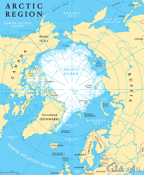 北极地区的平面地图 北极地区的平面地图