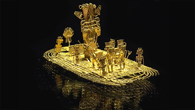 エルドラドのいかだは、ボゴタのMuseo del Oro(黄金博物館)所蔵です。 写真:Robert Weldon/GIA エルドラドのいかだは、ボゴタのMuseo del Oro(黄金博物館)所蔵です。 写真:Robert Weldon/GIA