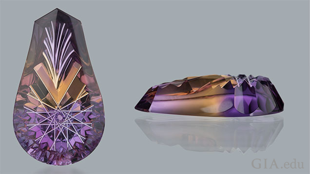 Ametrine Top and Side View Cut