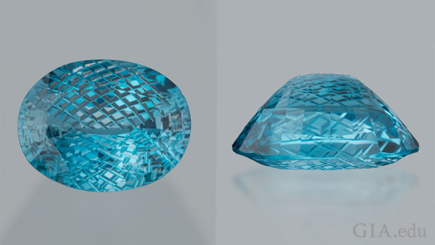 The oval blue topaz