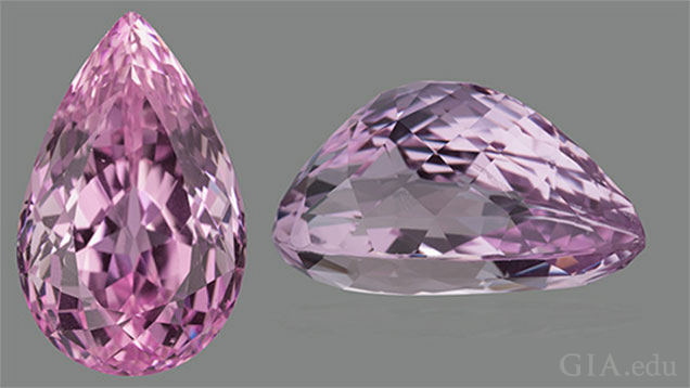 Kunzite top and side view