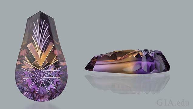 Ametrine top and side view